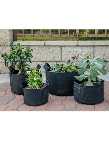 Paquete de 5 macetas de tela 247Garden 7 galones negro