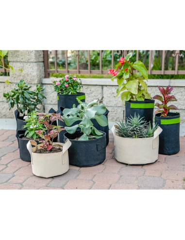 Paquete de 5 macetas de tela 247Garden 7 galones negro