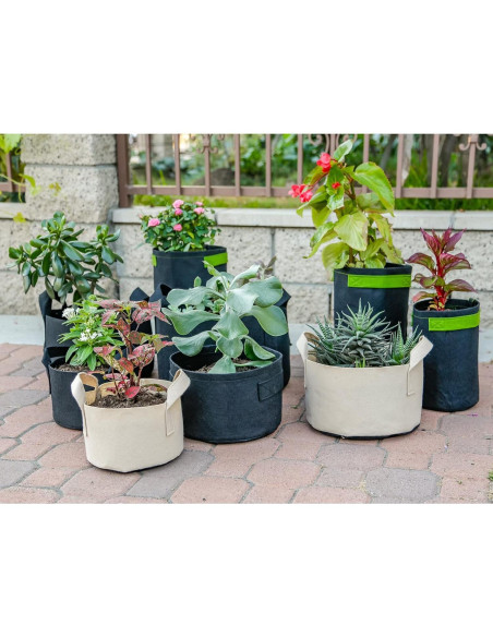 Paquete de 5 macetas de tela 247Garden 7 galones negro