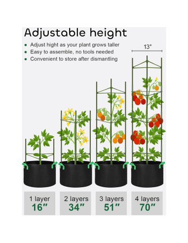 Jaulas para Tomates GROWNEER 6 Paquetes 129.54 cm con 10 Bolsas
