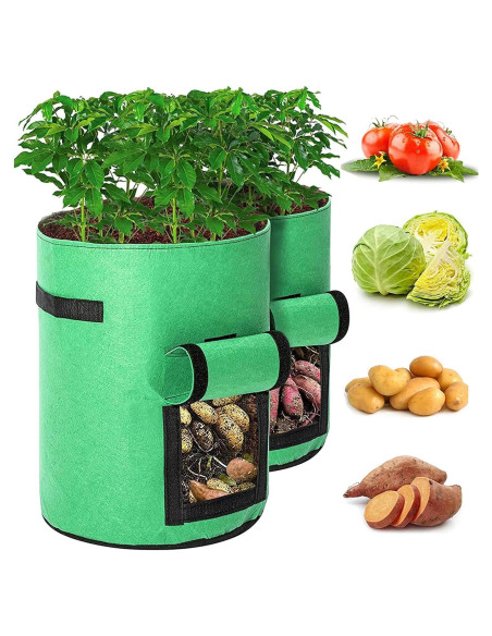 Paquete de 2 Bolsas de Cultivo TENOVER 43L para Verduras Paquete de 2 Bolsas de Cultivo TENOVER 43L para Verduras