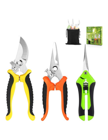 Juego de 3 Tijeras de Jardinería Wevove - Acero Inoxidable