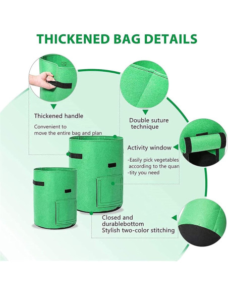 Paquete de 2 Bolsas de Cultivo TENOVER 43L para Verduras Paquete de 2 Bolsas de Cultivo TENOVER 43L para Verduras