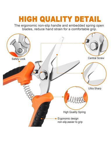 Juego de 3 Tijeras de Jardinería Wevove - Acero Inoxidable