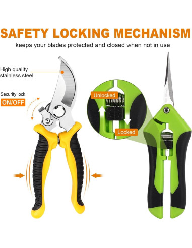 Juego de 3 Tijeras de Jardinería Wevove - Acero Inoxidable