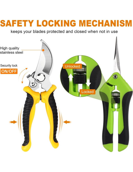 Juego de 3 Tijeras de Jardinería Wevove - Acero Inoxidable