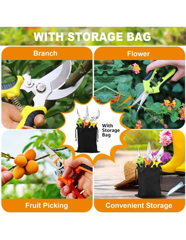 Juego de 3 Tijeras de Jardinería Wevove - Acero Inoxidable