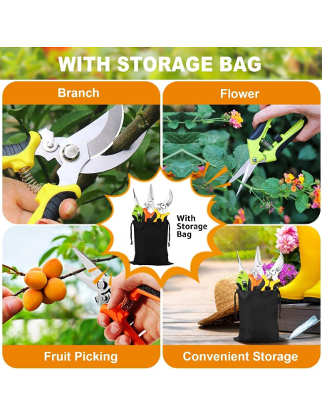 Juego de 3 Tijeras de Jardinería Wevove - Acero Inoxidable