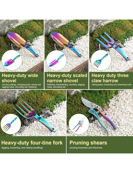 Juego de Herramientas de Jardinería Nirvruxs 5 Piezas Arcoíris
