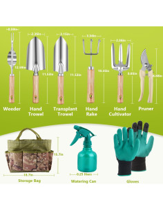 Juego de Herramientas de Jardinería Saraily 9 PZS Acero Inoxidable 2