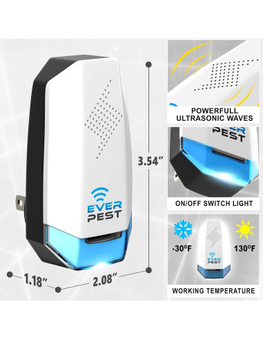 Repelente Ultrasónico de Plagas Ever - 2 Unidades - 55-74 m