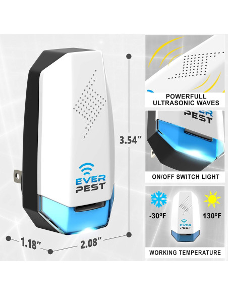 Repelente Ultrasónico de Plagas Ever - 2 Unidades - 55-74 m