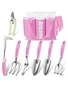 Juego de Herramientas de Jardín Artcome 9 Piezas Rosa Ergonómico