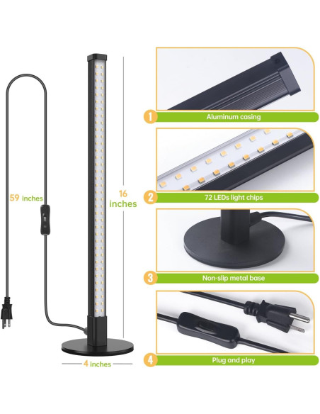 Luz de Cultivo Vertical SpeePlant 1.4FT 72 LEDs 5000K Luz de Cultivo Vertical SpeePlant 1.4FT 72 LEDs 5000K