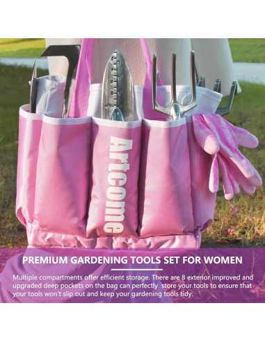 Juego de Herramientas de Jardín Artcome 9 Piezas Rosa Ergonómico