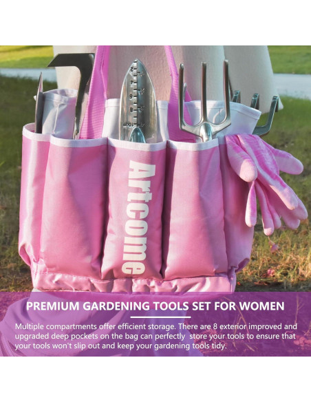 Juego de Herramientas de Jardín Artcome 9 Piezas Rosa Ergonómico