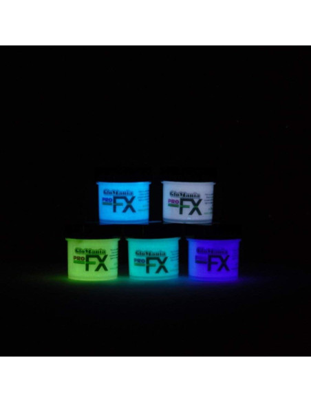 Set de 5 pinturas acrílicas que brillan en la oscuridad Glomania Set de 5 pinturas acrílicas que brillan en la oscuridad Glomania