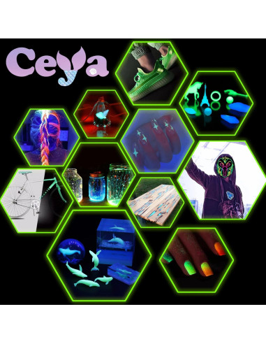 Polvo Brillante Morado Fluorescente Ceya 150g para Manualidades