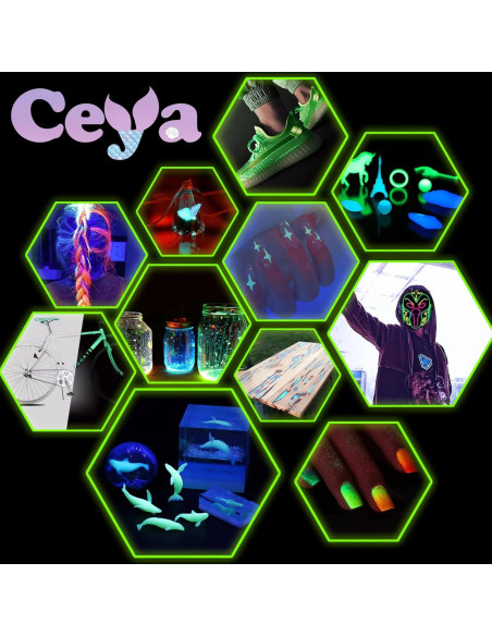 Polvo Brillante Morado Fluorescente Ceya 150g para Manualidades