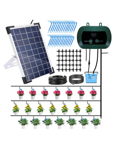 Sistema de Riego por Goteo Solar 5W Lewisia con Temporizador