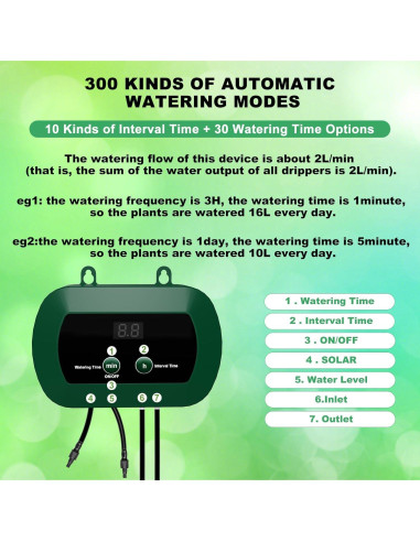 Sistema de Riego por Goteo Solar 5W Lewisia con Temporizador