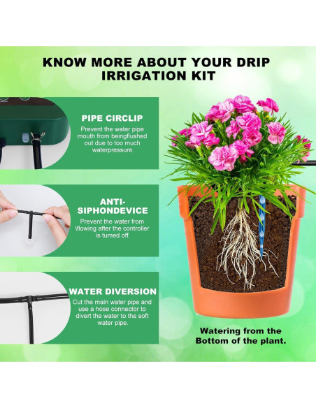 Sistema de Riego por Goteo Solar 5W Lewisia con Temporizador