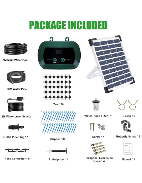 Sistema de Riego por Goteo Solar 5W Lewisia con Temporizador