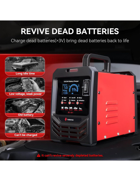 Cargador de Batería Automático Andeman 12V/24V 15A con Modo Invierno