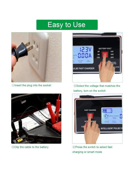Cargador de Batería Inteligente JYEASTZ 6-24V 0-10A Naranja