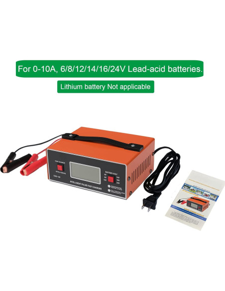 Cargador de Batería Inteligente JYEASTZ 6-24V 0-10A Naranja