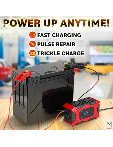 Cargador de Batería Inteligente Mata1 12V 6A con Pantalla LCD