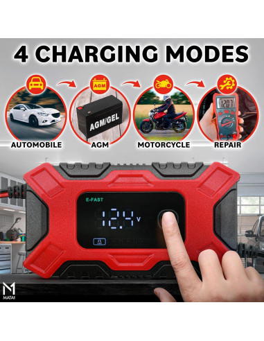 Cargador de Batería Inteligente Mata1 12V 6A con Pantalla LCD