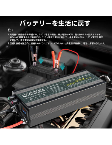 Cargador de Batería LiFePO4 12V 60A Inteligente Ajustable