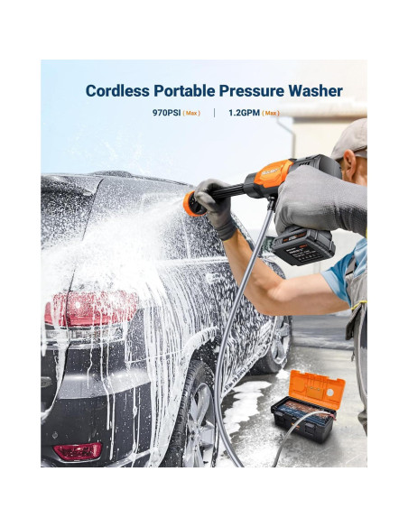 Lavadora a Presión Inalámbrica SEALIGHT 970 PSI 6-en-1