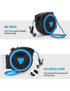 Carrete de Manguera Retráctil Elementool 19.81m con Boquilla 9 Patrones 2
