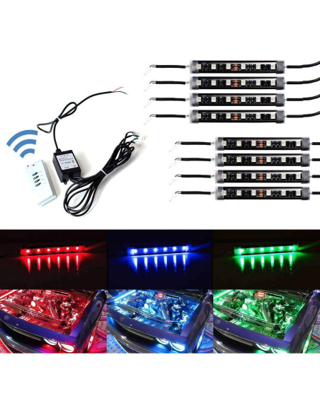 Kit de Iluminación LED Multicolor iJDMTOY 8 Piezas 48 LED