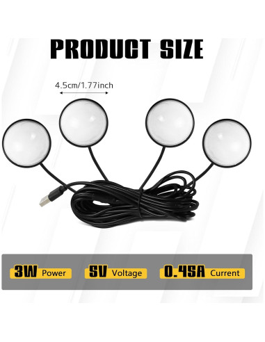 Luces LED para Interior de Coche Wuyaoyao Azul Hielo 4 en 1