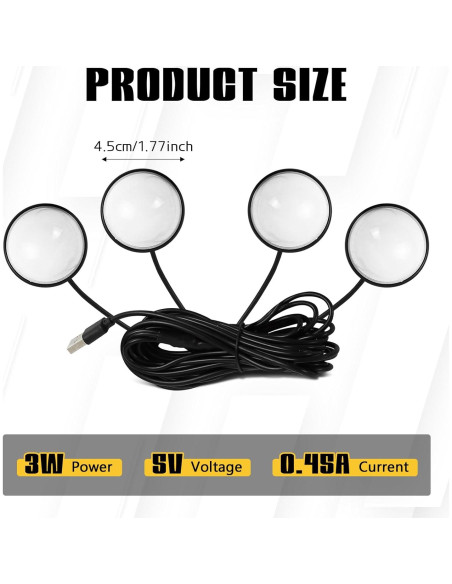 Luces LED para Interior de Coche Wuyaoyao Azul Hielo 4 en 1