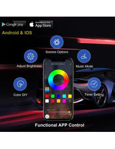 Luces LED Underglow Glowlendra RGB-IC 6 Pcs para Carro 2