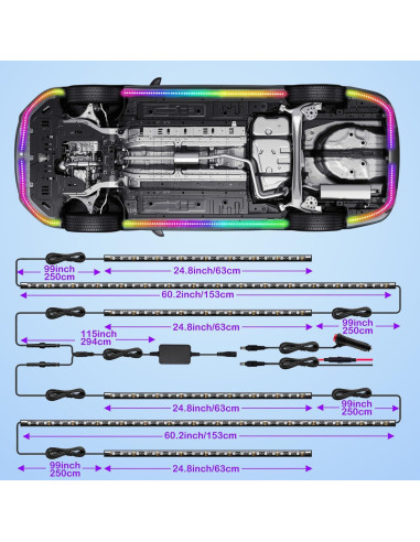 Luces LED Underglow Glowlendra RGB-IC 6 Pcs para Carro