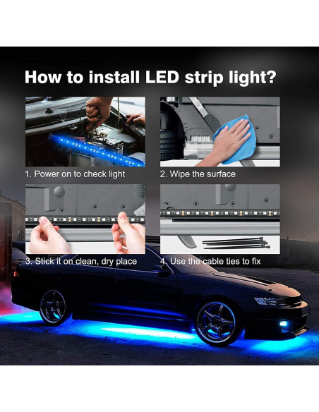 Luces LED Underglow Glowlendra RGB-IC 6 Pcs para Carro