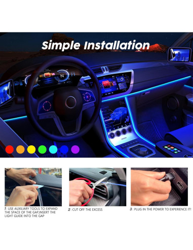 Luces LED de Coche SAMGCHI 2 en 1 4m RGB Control APP RF