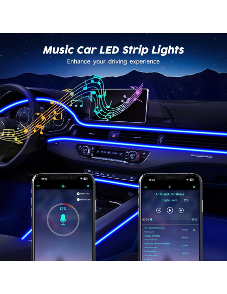 Luces LED de Coche SAMGCHI 2 en 1 4m RGB Control APP RF