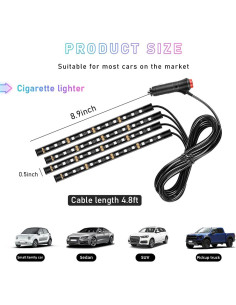 Tira de Luz LED para Auto Ohleats Rosa Púrpura 48 LED 2