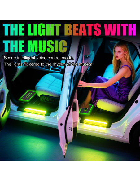 Luces LED de tira Hemei LFM001 para interior de coche, 4 unidades