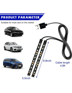 Tira de Luz LED Verde para Auto Povtii, 24 LEDs Impermeable 2