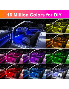 Luces LED de tira FICOLPO D-9 en 1 RGB para coche 12V 2