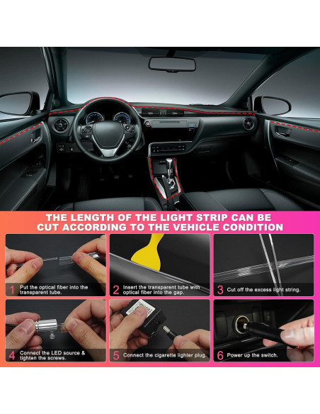 Luces LED de tira FICOLPO D-9 en 1 RGB para coche 12V