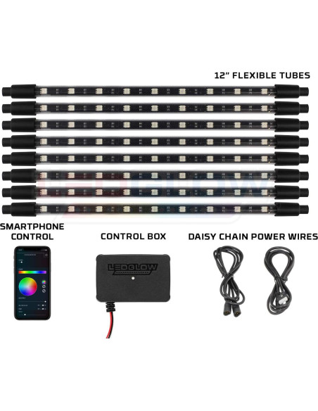 Kit de Iluminación LED Interior Multicolor Bluetooth LEDGlow 8 Piezas
