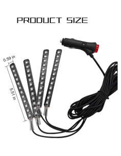 Tira de Luz LED Interior de Coche Osilly 12V Rojo 150 cm 2